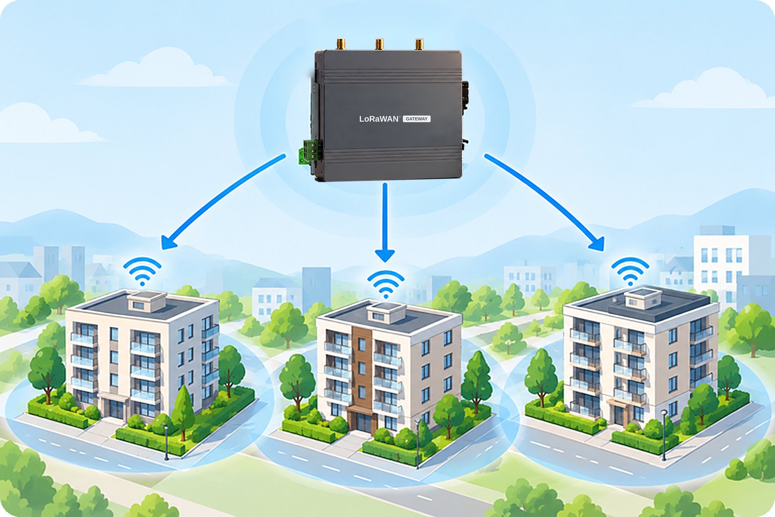 Un unico gateway copre più edifici